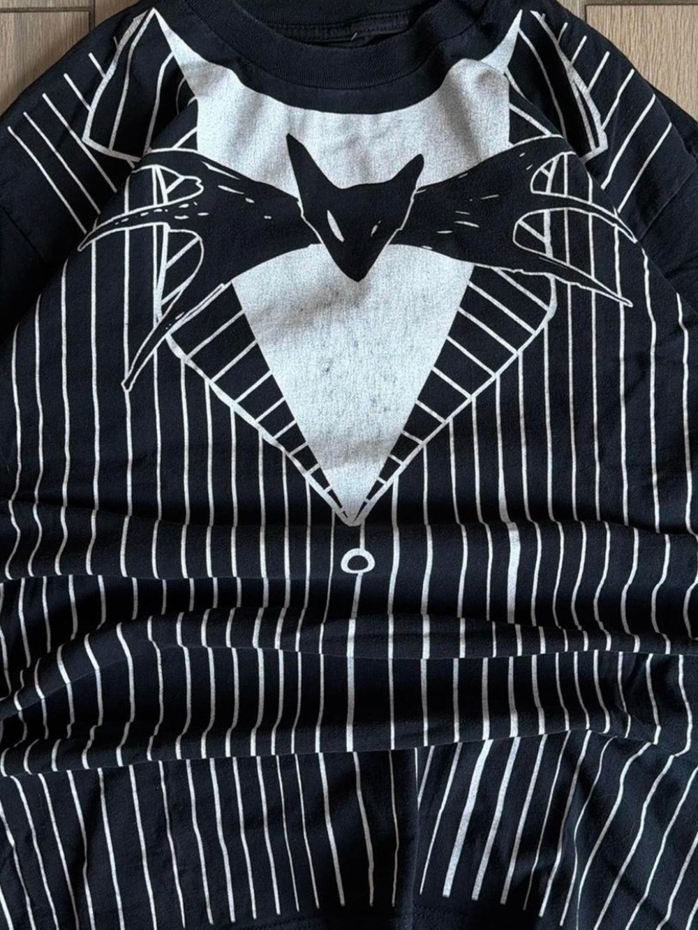 Disney Black and White Pinstripe Jack Skellington Short Sleeve Tee